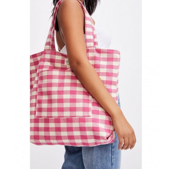 raspberry gingham Daily Tote *5