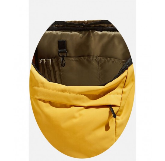 Practical recycling backpack - mustard and khaki