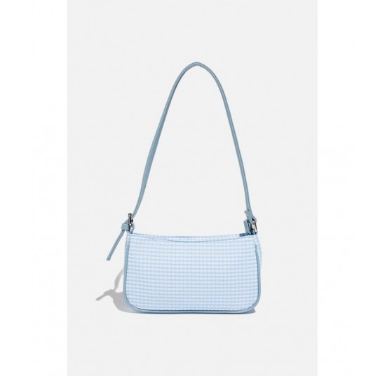 collegiate blue gingham seersucker Underarm bag