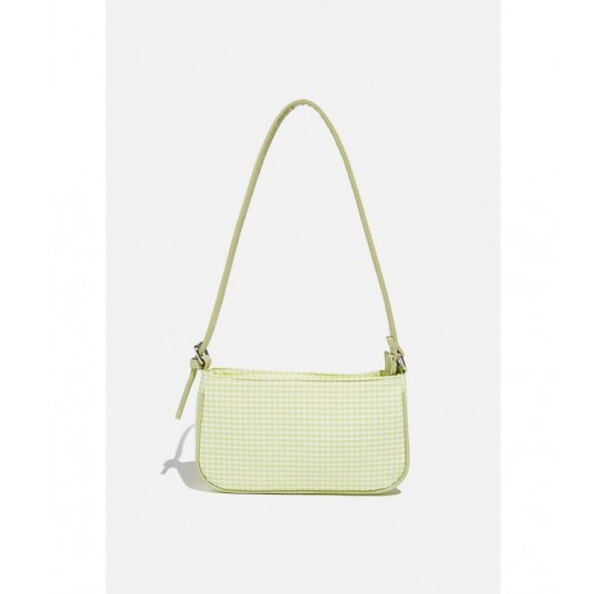 citron green gingham seersucker Underarm bag