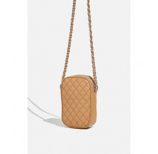 tan Mini quilted crossbody bag