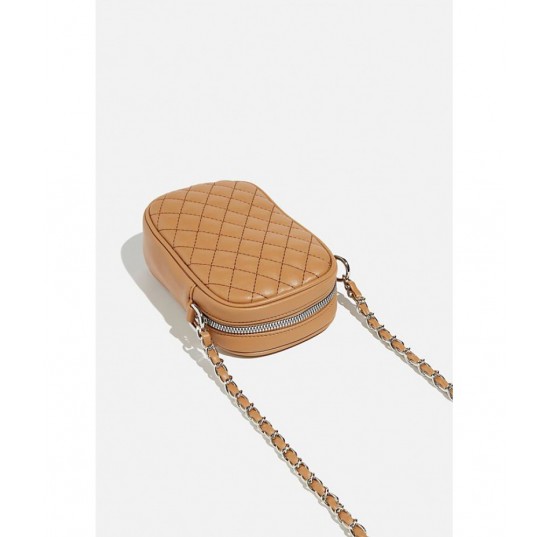 tan Mini quilted crossbody bag