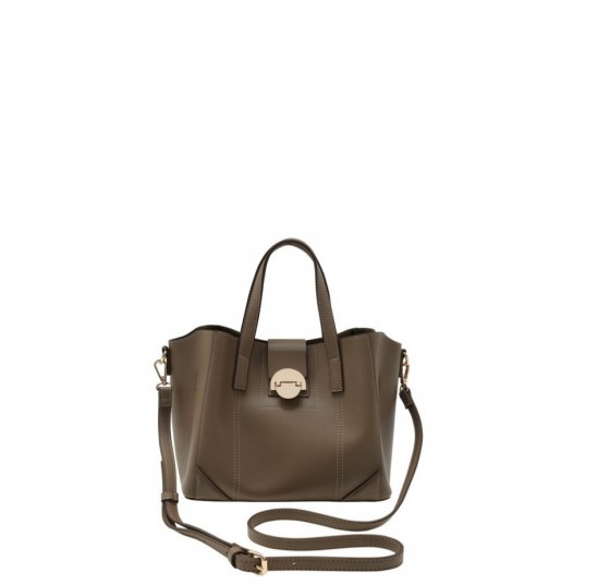 taupe Statement lock tote bag